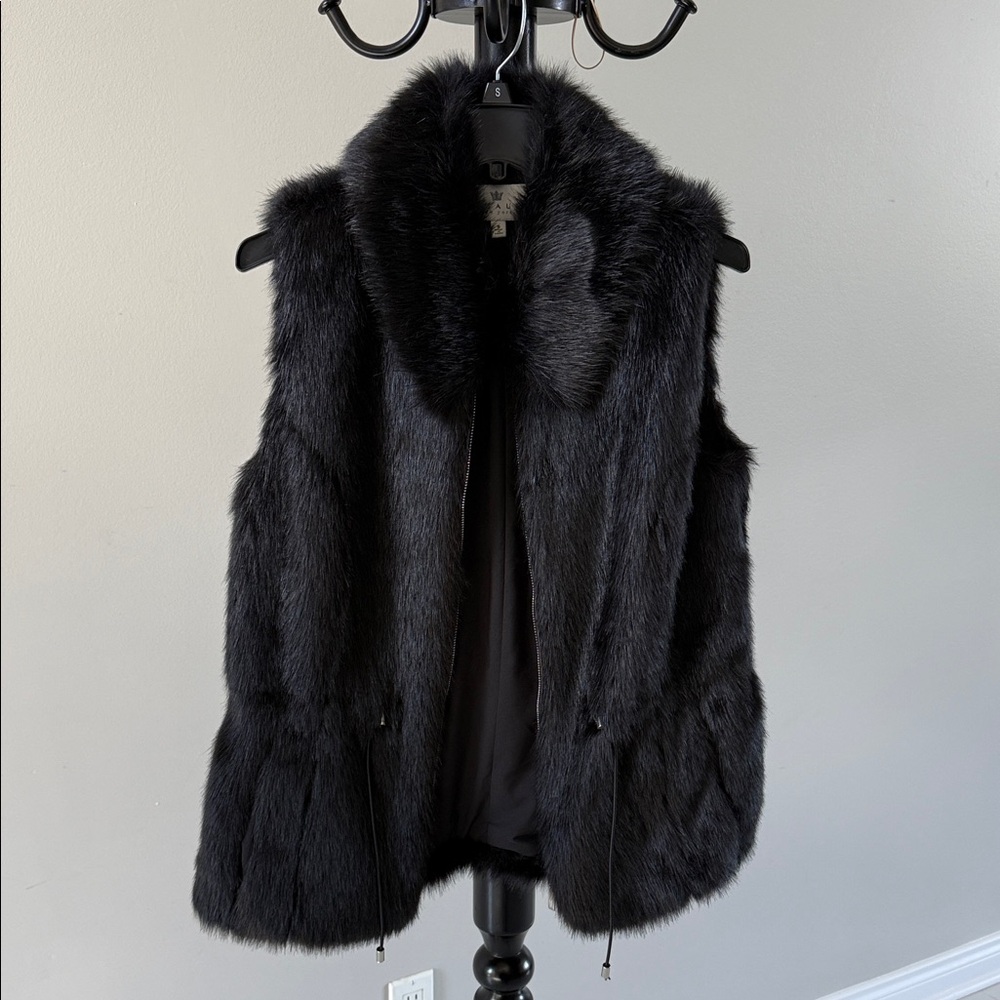 Chaus Black Faux Fur Vest
